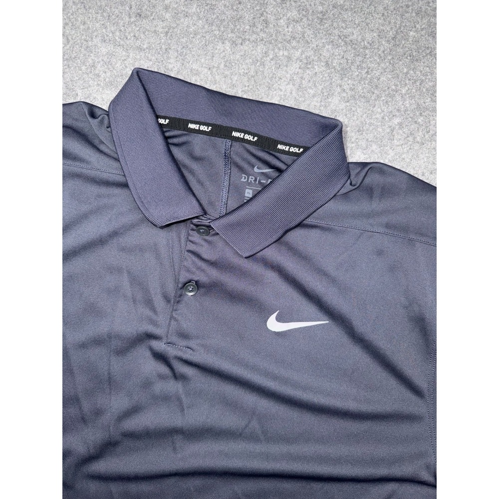 Nike Polo Shirt Mens XL White Obsidian Momentum Golf Dri Fit Performance 891857